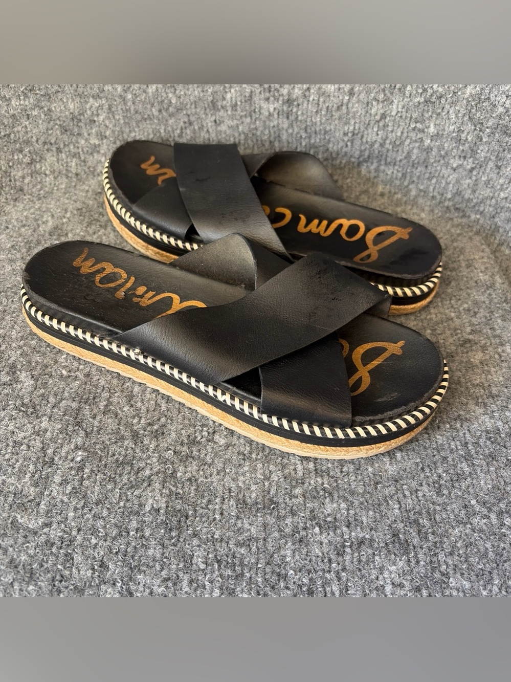 Sam Edelman Black Crossband Espadrille Slide Sandals - Picture 5 of 8